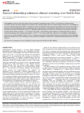 Cover page: Aerosol demasking enhances climate warming over South Asia.