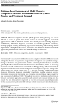 Cover page: Evidence-Based Assessment of Child Obsessive Compulsive Disorder: Recommendations for Clinical Practice and Treatment Research