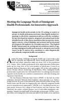 Cover page: Meeting the Language Needs of Immigrant Health Professionals: An Innovative Approach