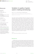 Cover page: Variation in quality of grains used in malting and brewing.