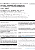 Cover page: Pericardial effusion requiring intervention in patients undergoing leadless pacemaker implantation: A real-world analysis from the National Inpatient Sample database.