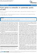 Cover page: From genes to networks: in systematic points of view