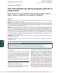 Cover page: Oral corticosteroid use during pregnancy and risk of preterm birth.