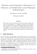 Cover page: Structure and Categoricity: Determinacy of Reference and Truth Value in the Philosophy of Mathematics†