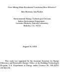 Cover page: Does Mixing Make Residential Ventilation More Effective?