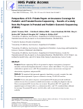 Cover page: Perspectives of US private payers on insurance coverage for pediatric and prenatal exome sequencing: Results of a study from the Program in Prenatal and Pediatric Genomic Sequencing (P3EGS)