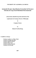 Cover page: Automatic resource specification generation for resource selection in large-scale distributed environments