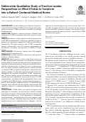 Cover page: Nationwide Qualitative Study of Practice Leader Perspectives on What It Takes to Transform into a Patient-Centered Medical Home
