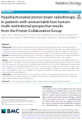 Cover page: Hypofractionated proton beam radiotherapy in patients with unresectable liver tumors: multi-institutional prospective results from the Proton Collaborative Group.