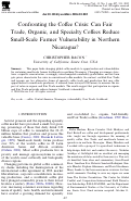 Cover page: Confronting the Coffee Crisis: Can Fair Trade, Organic, and Specialty Coffees Reduce Small-Scale Farmer Vulnerability in Northern Nicaragua?