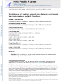 Cover page: The Influence of Provider Communication Behaviors on Parental Vaccine Acceptance and Visit Experience.