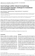 Cover page: Acute hydrogen sulfide–induced neuropathology and neurological sequelae: challenges for translational neuroprotective research