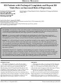 Cover page: ED Patients with Prolonged Complaints and Repeat ED Visits Have an Increased Risk of Depression