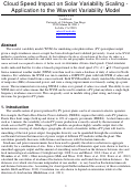 Cover page: Cloud speed impact on solar variability scaling â�� Application to the wavelet variability model