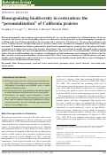 Cover page: Homogenizing biodiversity in restoration: the “perennialization” of California prairies