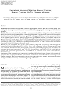 Cover page: Perceived versus objective breast cancer risk in diverse women.