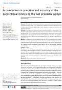 Cover page: A comparison in precision and accuracy of the conventional syringe to the Suh precision syringe