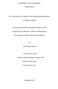 Cover page: The Characteristics of Organic Youth Mentoring Relationships: A Qualitative Study