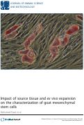 Cover page: Impact of source tissue and ex vivo expansion on the characterization of goat mesenchymal stem cells