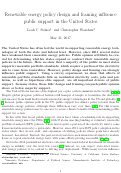 Cover page: Renewable energy policy design and framing influence public support in the United States