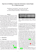 Cover page: Experience in Building a Comparative Performance Analysis Engine for a Commercial System