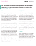 Cover page of Are Accessory Dwelling Units the Answer to California's Housing Crisis? Learnings from the San Fernando Valley