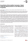Cover page: Quantitative Deformability Cytometry: Rapid, Calibrated Measurements of Cell Mechanical Properties.