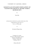 Cover page: MOLECULAR DYNAMICS SIMULATION OF NANOSCALE WEAR IN ATOMIC FORCE MICROSCOPY