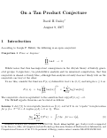 Cover page: On a Tan Product Conjecture