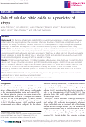 Cover page: Role of exhaled nitric oxide as a predictor of atopy