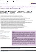 Cover page: Harmonization of cognitive screening tools for dementia across diverse samples: A simulation study