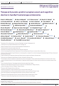 Cover page: Temporal dynamics predict symptom onset and cognitive decline in familial frontotemporal dementia.