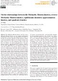 Cover page: On the relationships between the Michaelis–Menten kinetics, reverse Michaelis–Menten kinetics, equilibrium chemistry approximation kinetics, and quadratic kinetics