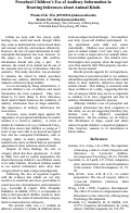 Cover page: Preschool Children’s Use of Auditory Information in Drawing Inferences about Animal Kinds