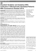 Cover page: Standard Sedation and Sedation With Isoflurane in Mechanically Ventilated Patients With Coronavirus Disease 2019