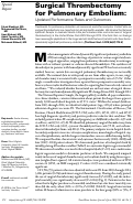 Cover page: Surgical Thrombectomy for Pulmonary Embolism: Updated Performance Rates and Outcomes