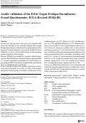 Cover page: Arabic validation of the Pelvic Organ Prolapse/Incontinence Sexual Questionnaire, IUGA-Revised (PISQ-IR).