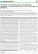 Cover page: Vitamin B3, nicotinamide, enhances mitochondrial metabolism to promote differentiation of the retinal pigment epithelium