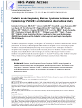 Cover page: Paediatric acute respiratory distress syndrome incidence and epidemiology (PARDIE): an international, observational study