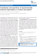 Cover page: Complexity and specificity of experimentally induced expectations in motion perception