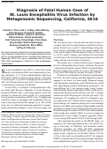 Cover page: Diagnosis of Fatal Human Case of St. Louis Encephalitis Virus Infection by Metagenomic Sequencing, California, 2016