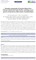 Cover page: Parasitic nematodes of marine fishes from Palmyra Atoll, East Indo-Pacific, including a new species of Spinitectus (Nematoda, Cystidicolidae)