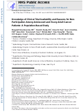 Cover page: Knowledge of Clinical Trial Availability and Reasons for Nonparticipation Among Adolescent and Young Adult Cancer Patients: A Population-based Study.