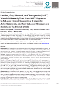 Cover page: Lesbian, Gay, Bisexual, and Transgender (LGBT) View it Differently Than Non-LGBT: Exposure to Tobacco-related Couponing, E-cigarette Advertisements, and Anti-tobacco Messages on Social and Traditional Media