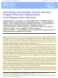 Cover page: Preventing amyotrophic lateral sclerosis: insights from pre-symptomatic neurodegenerative diseases