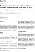 Cover page: Developing a treatment summary and survivorship care plan responsive to African-American breast cancer survivors