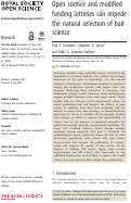 Cover page: Open science and modified funding lotteries can impede the natural selection of bad science