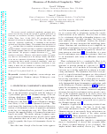 Cover page: Statistical Measures of Complexity: Why?