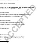 Cover page: Comment on “COVID-19 Preparedness Within the Surgical, Obstetric, and Anesthetic Ecosystem in Sub Saharan Africa”