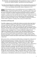 Cover page of Do formative assessments promote self assessment accuracy? A study of second year medical students’ predictions about performance